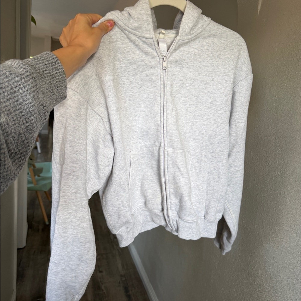 Skims Gray Zip-Up Hoodie